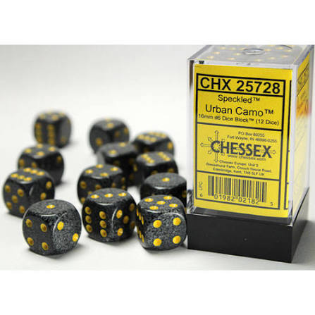 Chessex 16mm Speckled 12 Count D6 Dice Block - Pick Your Color