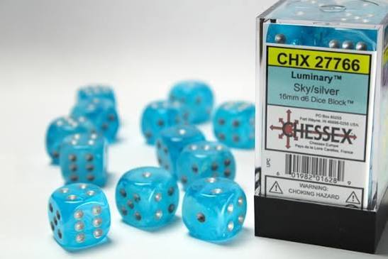 Chessex 16mm Random 12 Count D6 Dice Block - Pick Your Color