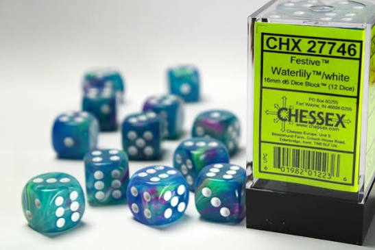 Chessex 16mm Festive 12 Count D6 Dice Block - Pick Your Color