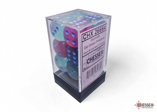 Chessex 16mm 12 Count D6 Dice Block - Pick Your Color