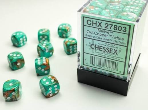 Chessex 12mm Marble 36 Count D6 Block Pick Your Color