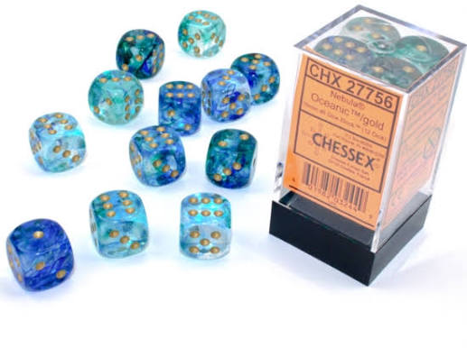 Chessex 16mm Nebula 12 Count D6 Dice Block - Pick Your Color