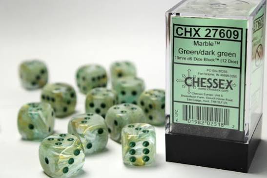 Chessex 16mm 12 Count D6 Dice Block - Pick Your Color