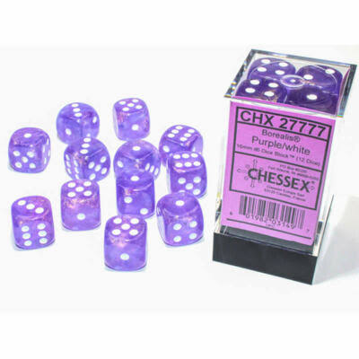Chessex 16mm Borealis 12 Count D6 Dice Block - Pick Your Color
