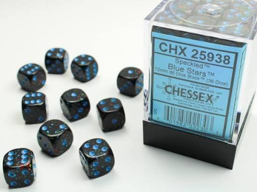 Chessex 12mm Speckled 36 Count D6 Block Pick Your Color