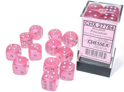 Chessex 16mm Borealis 12 Count D6 Dice Block - Pick Your Color