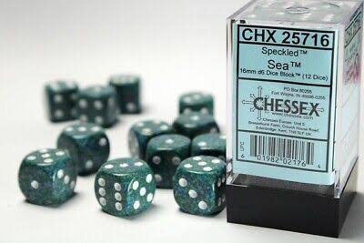 Chessex 16mm Speckled 12 Count D6 Dice Block - Pick Your Color