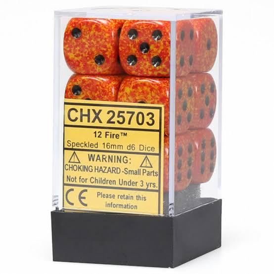 Chessex 16mm Speckled 12 Count D6 Dice Block - Pick Your Color