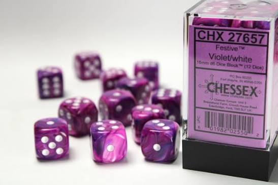 Chessex 12mm Festive 36 Count D6 Block Pick Your Color