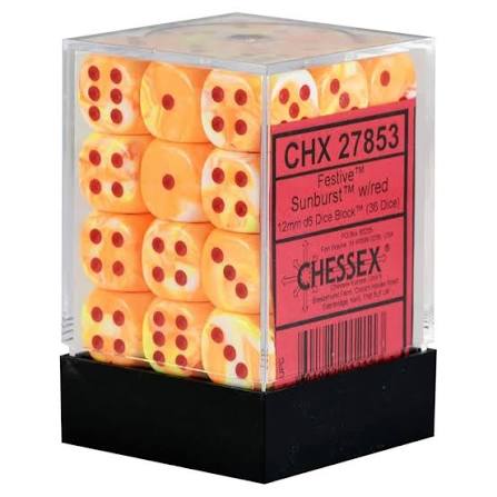 Chessex 12mm Festive 36 Count D6 Block Pick Your Color