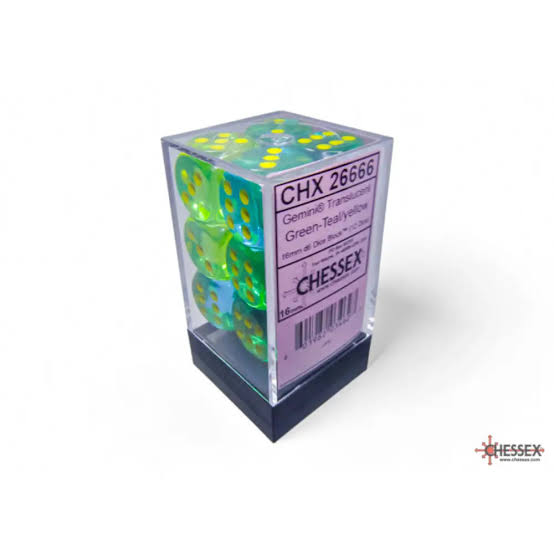 Chessex 16mm 12 Count D6 Dice Block - Pick Your Color