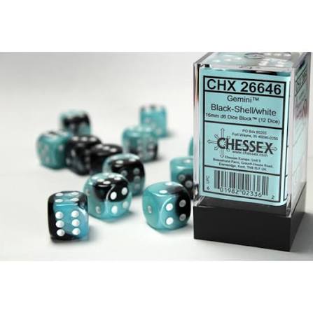 Chessex 16mm 12 Count D6 Dice Block - Pick Your Color