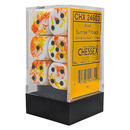 Chessex 16mm Brush 12 Count D6 Dice Block - Pick Your Color