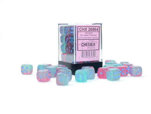 Chessex 12mm Gemini 36 Count D6 Block Pick Your Color