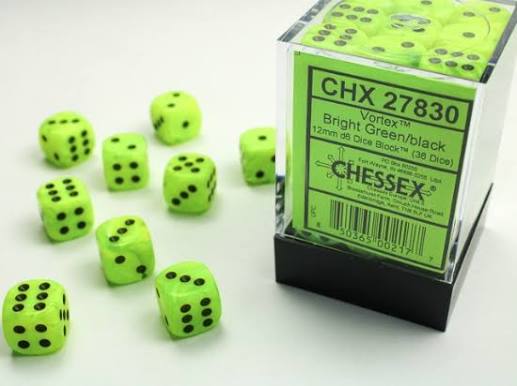 Chessex 12mm Votex 36 Count D6 Block Pick Your Color