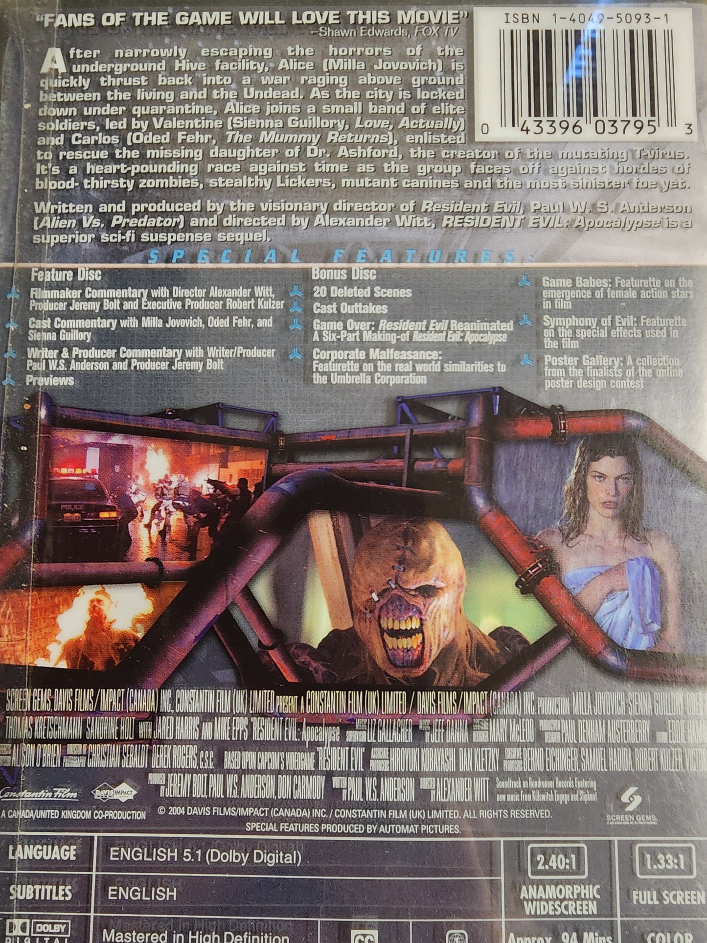 Resident Evil: Apocalypse DVD