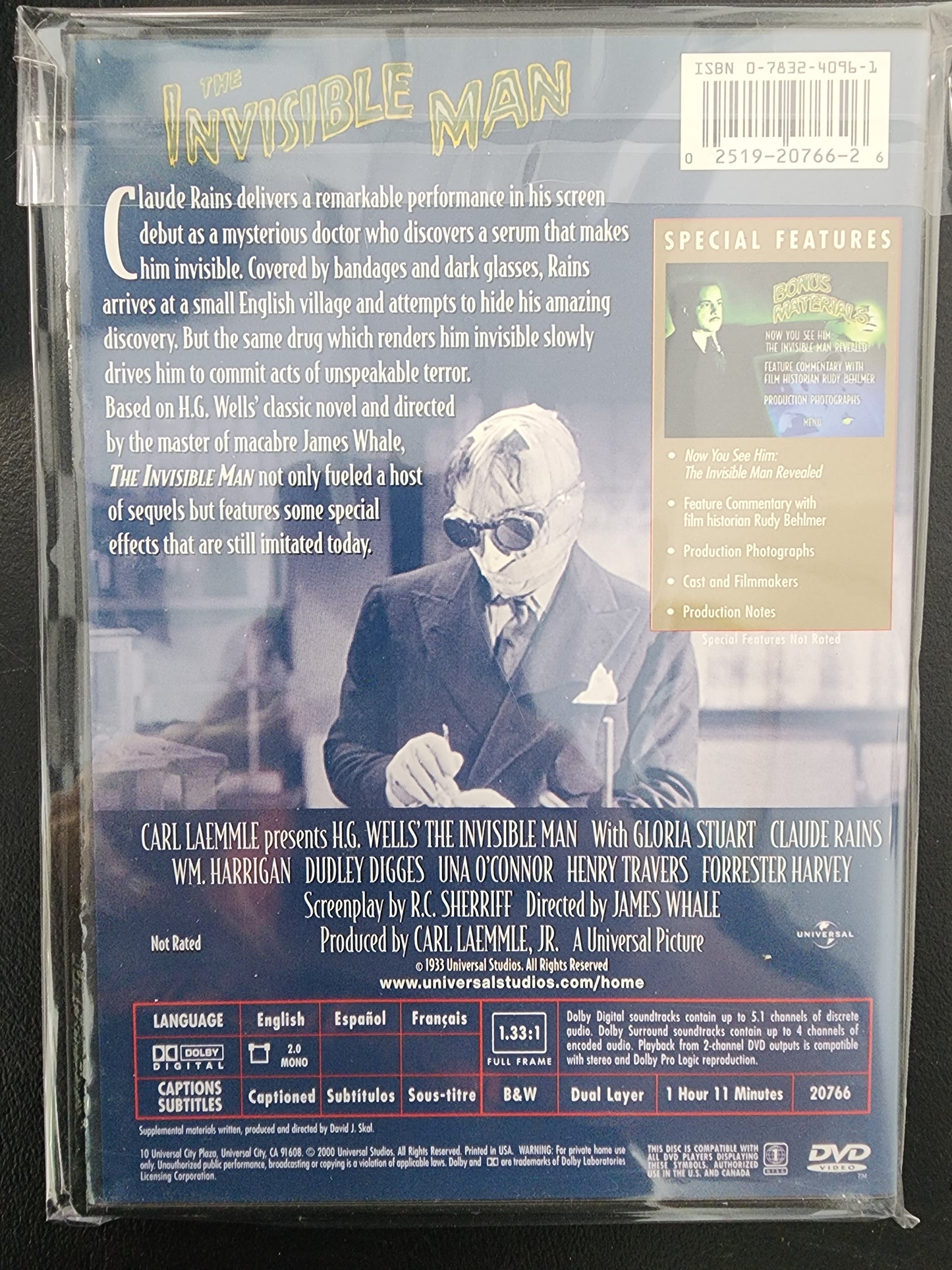 Classic Monster Collection The Invisible Man DVD