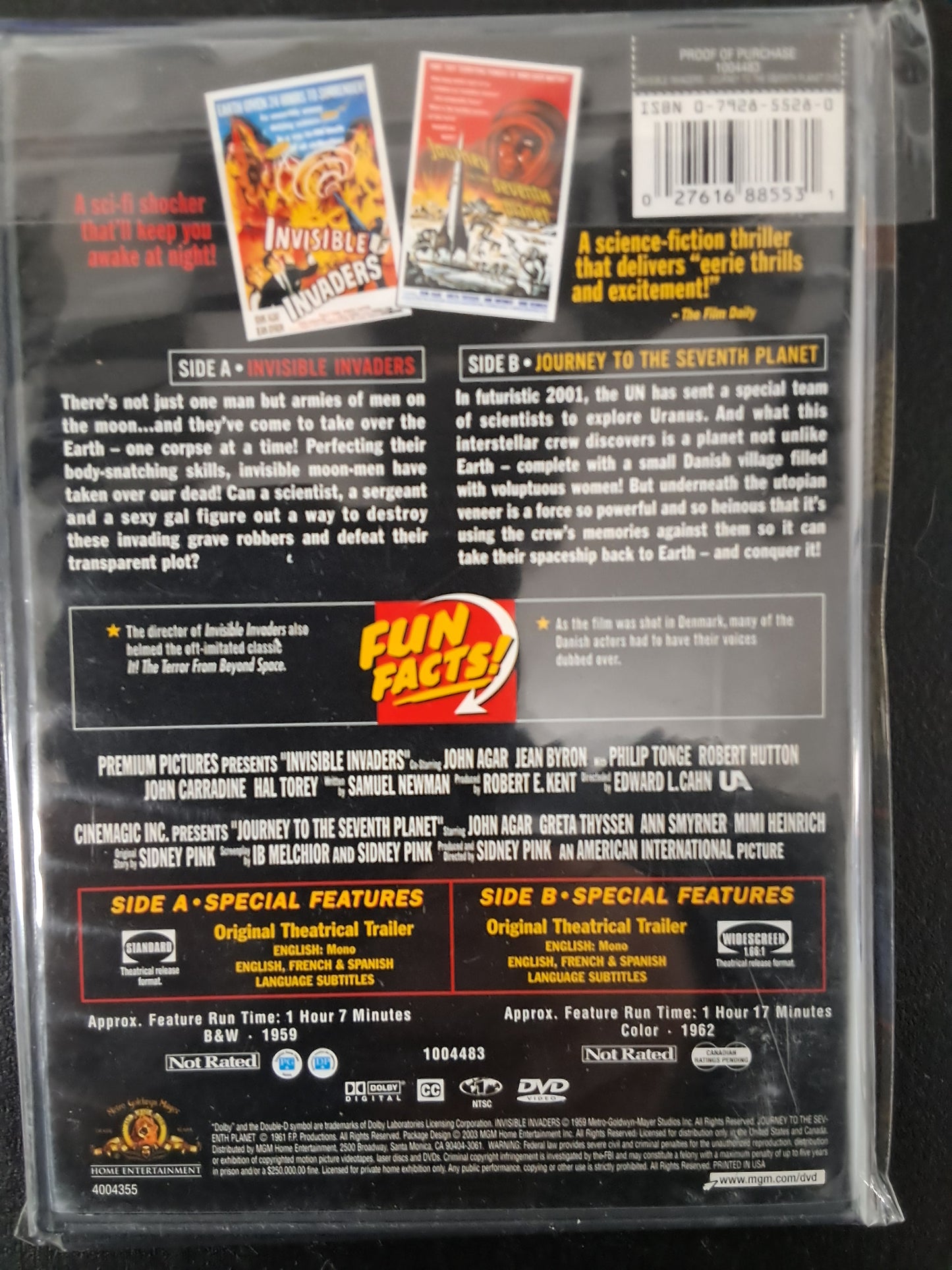 Midnite Movies Double Feature Invisible Invaders/Journey to the Seventh Planet