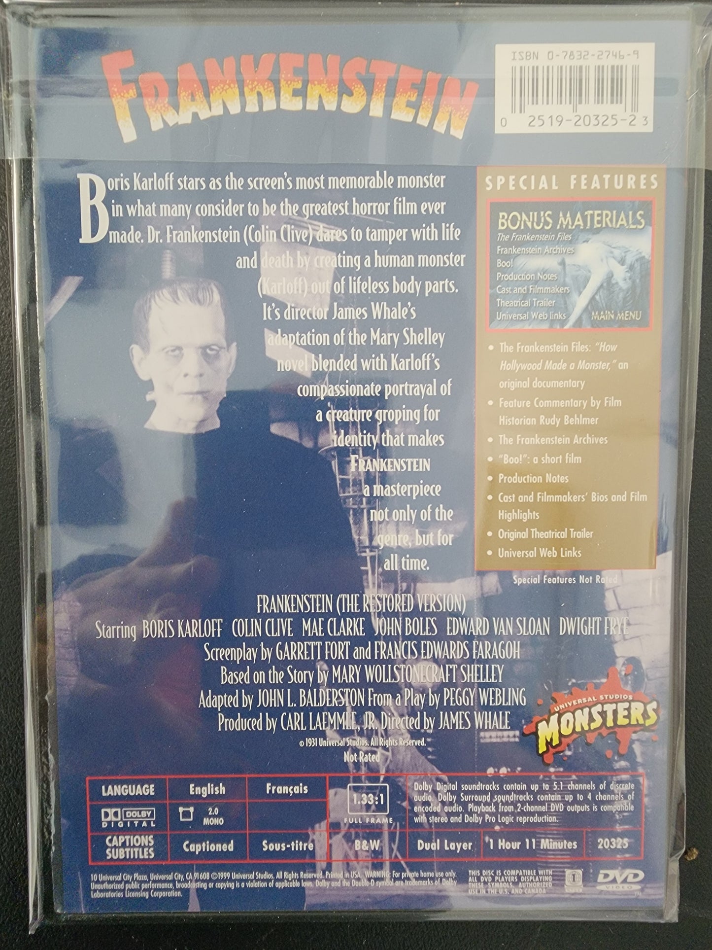 Classic Monster Collection Frankenstein DVD
