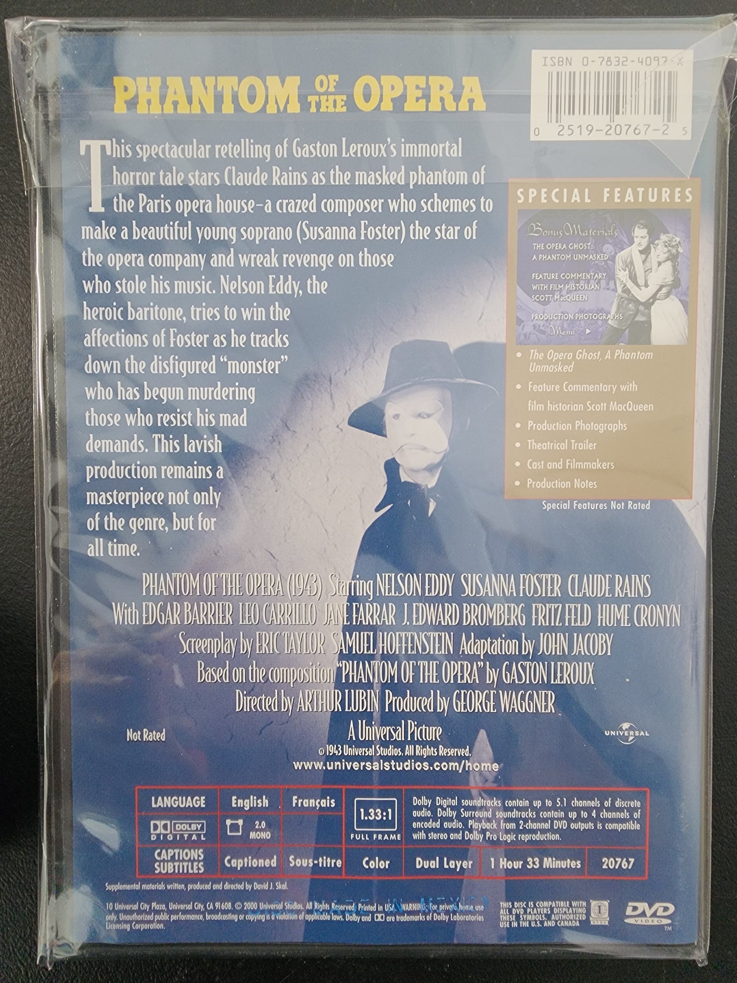 Classic Monster Collection Phantom of the Opera  DVD