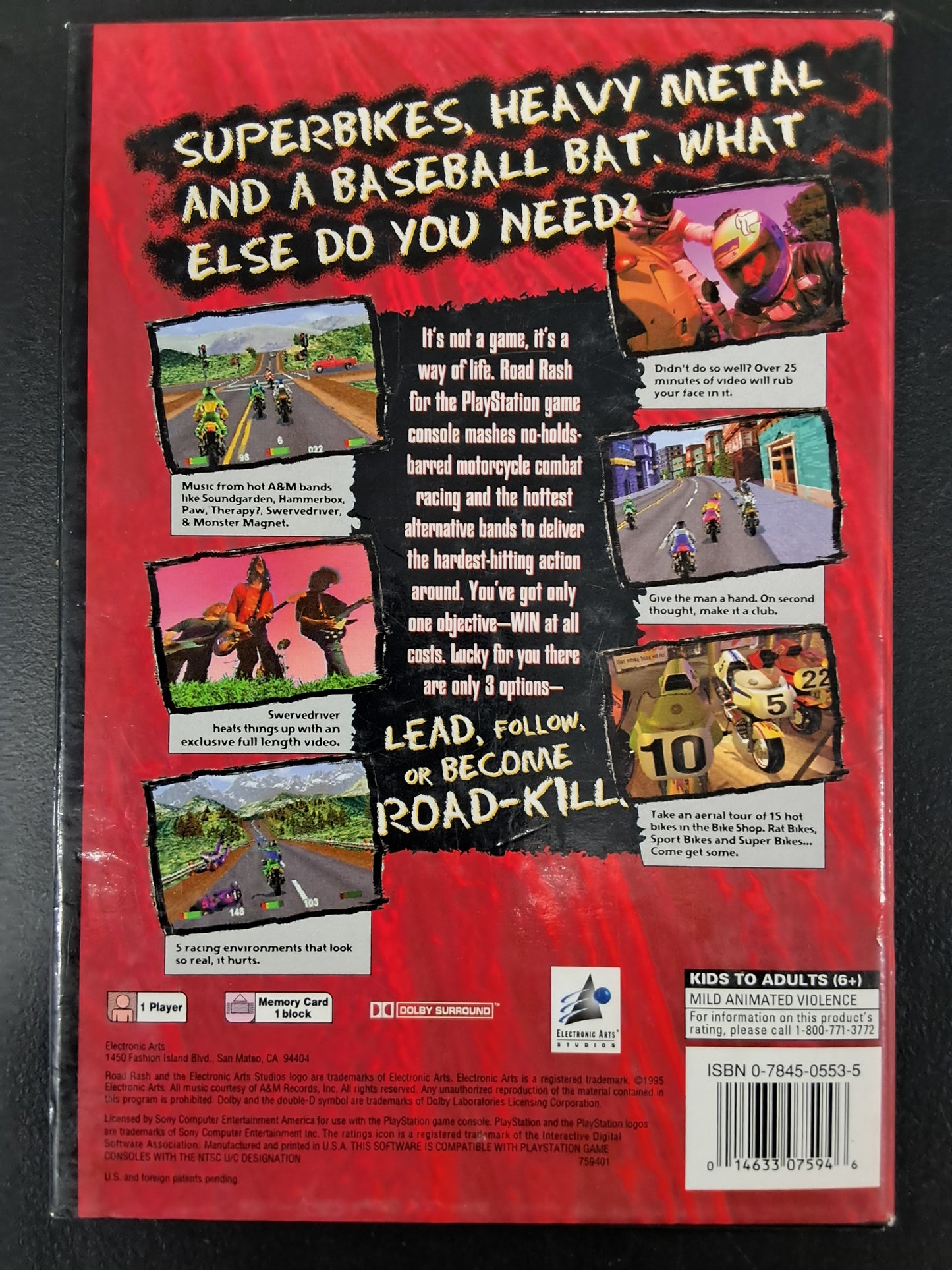 Road Rash PS1 Long Box