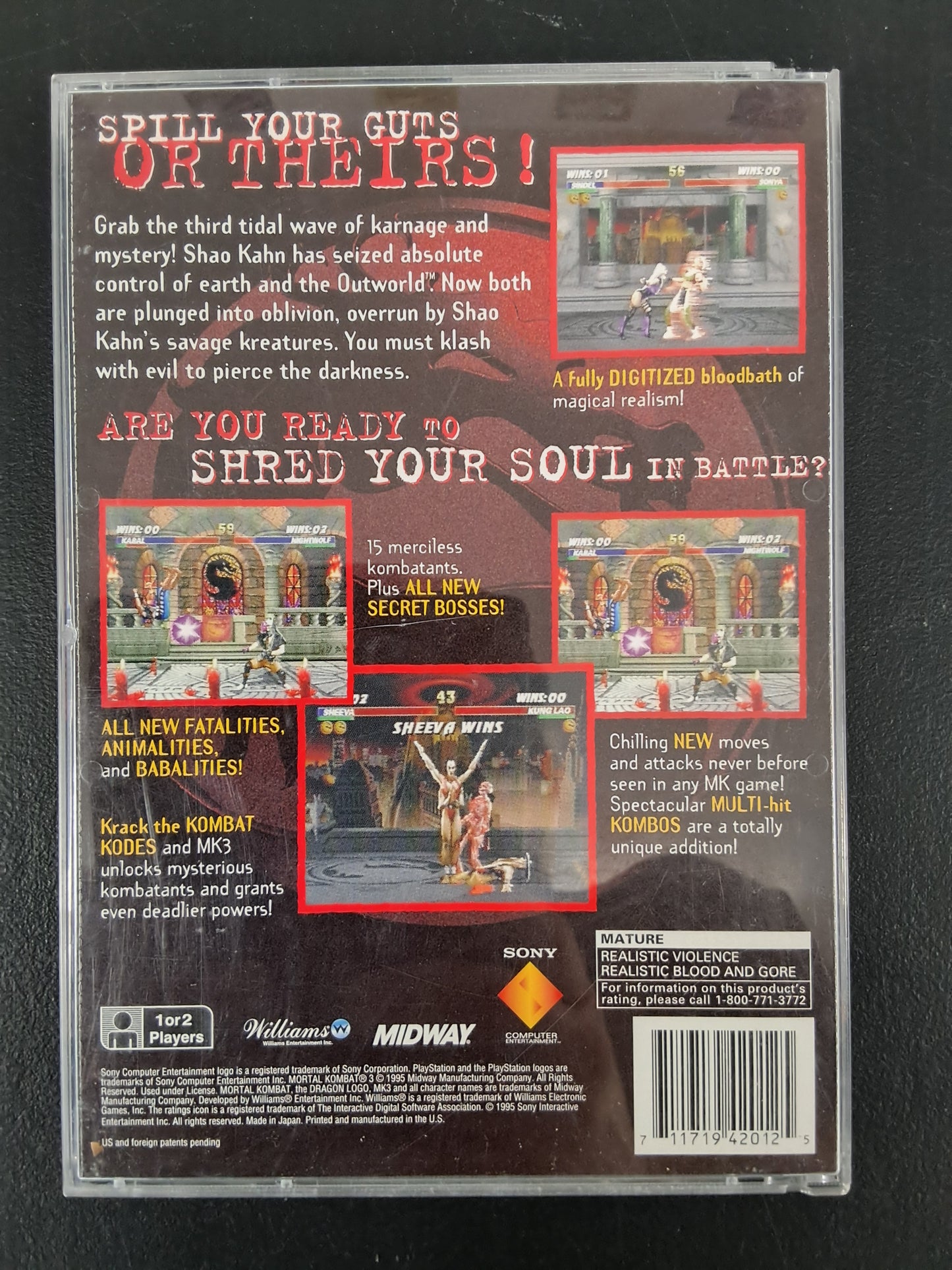 Mortal Kombat 3 PS1 Long Box