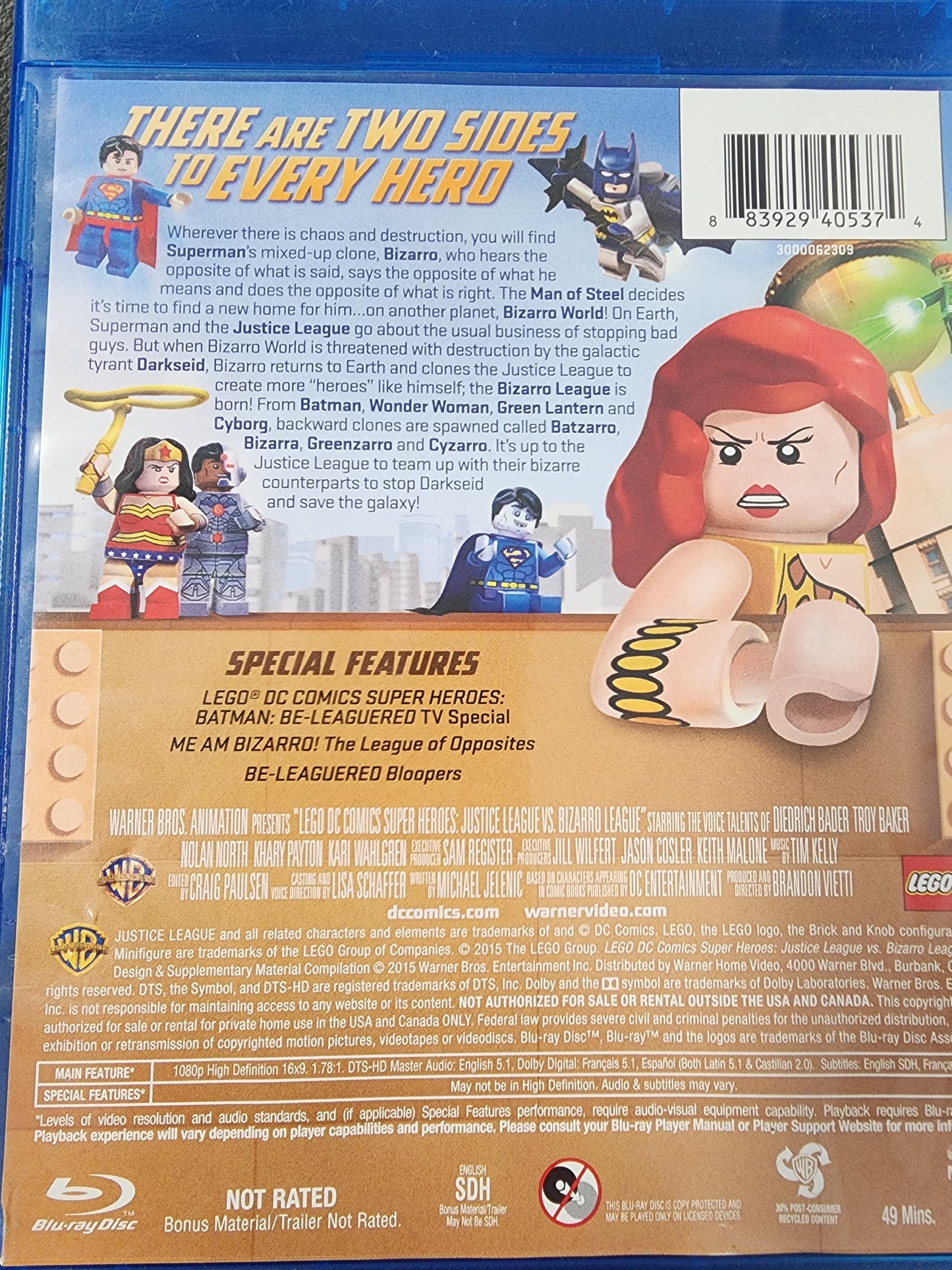 Lego DC Comics Super Heros Orgianl Moive Justice League VS Bizarrd Leauge  Blu Ray