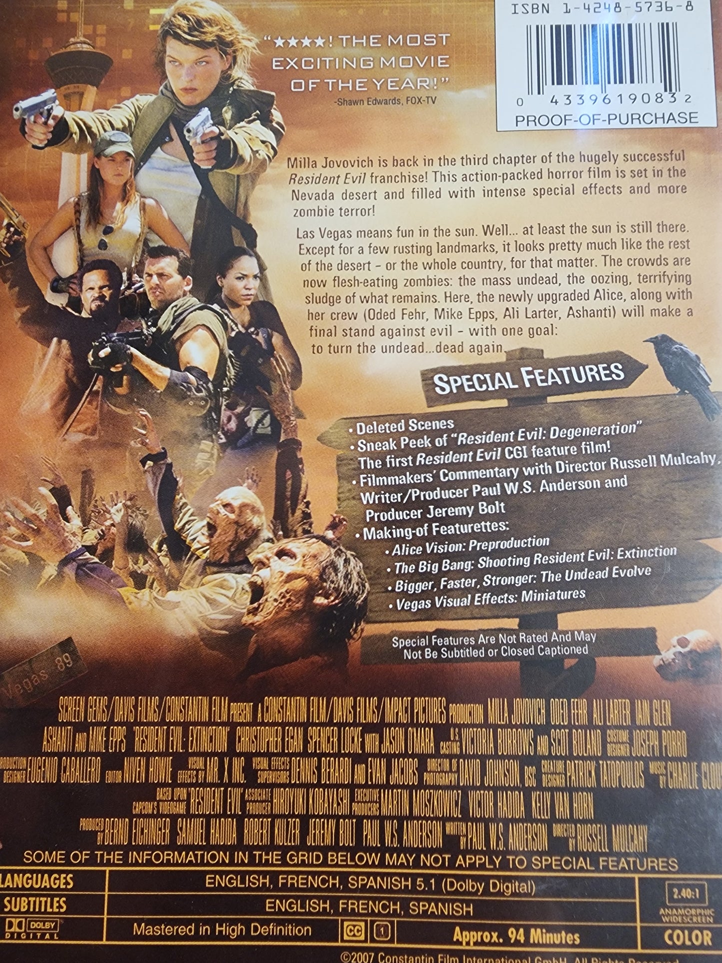 Resident Evil: Extinction DVD