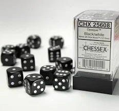 Chessex 16mm Opaque 12 Count D6 Dice Block - Pick Your Color