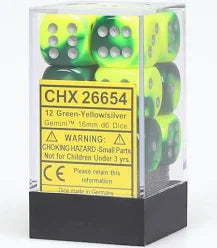 Chessex 16mm Gemini 12 Count D6 Dice Block - Pick Your Color