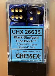 Chessex 16mm Gemini 12 Count D6 Dice Block - Pick Your Color