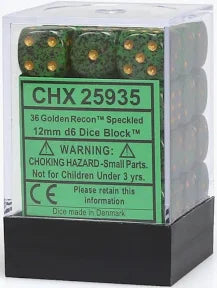 Chessex 12mm Speckled 36 Count D6 Block Pick Your Color