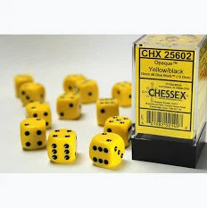 Chessex 16mm Opaque 12 Count D6 Dice Block - Pick Your Color