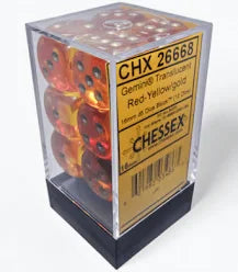 Chessex 16mm Gemini 12 Count D6 Dice Block - Pick Your Color