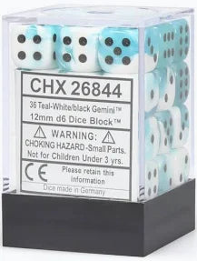Chessex 12mm Gemini 36 Count D6 Block Pick Your Color