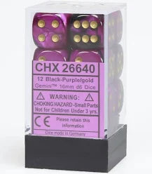 Chessex 16mm Gemini 12 Count D6 Dice Block - Pick Your Color
